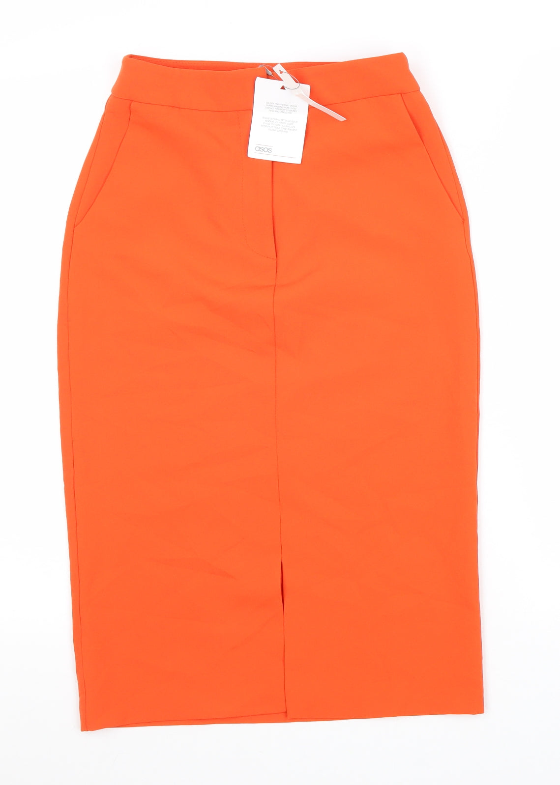 ASOS Womens Orange Polyester Straight & Pencil Skirt Size 6 Zip
