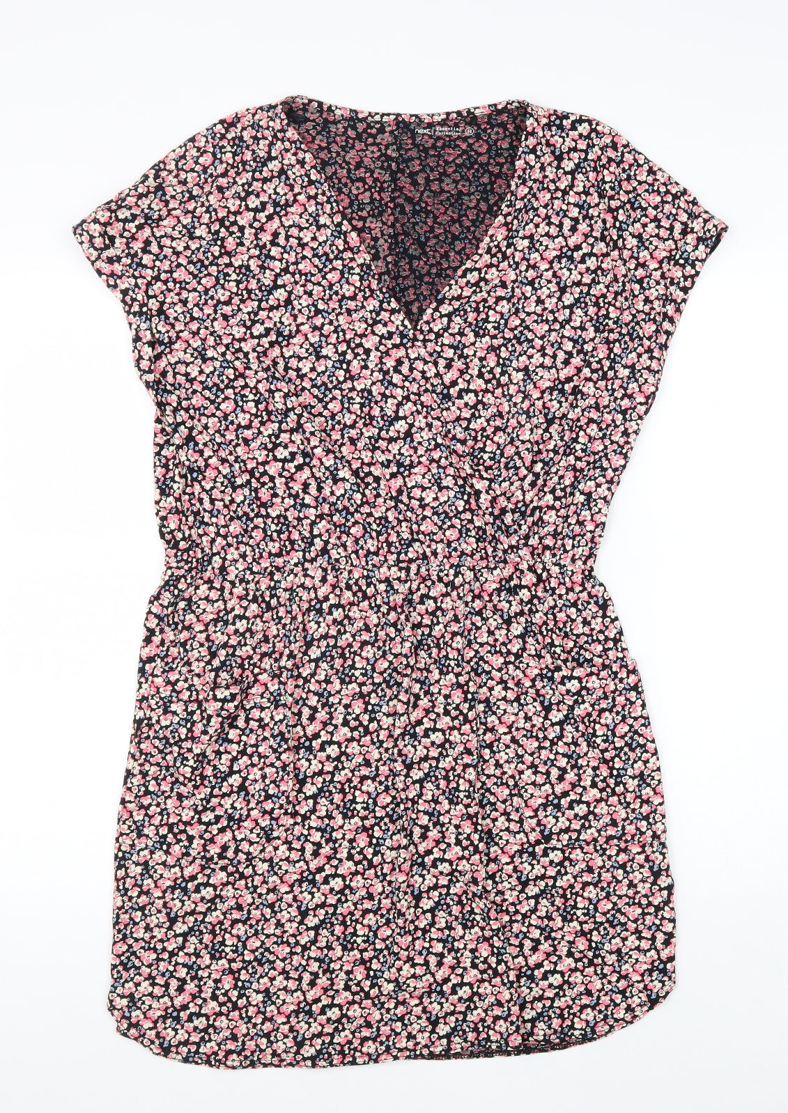 NEXT Womens Pink Floral 100% Cotton A-Line Size 14 V-Neck Pullover