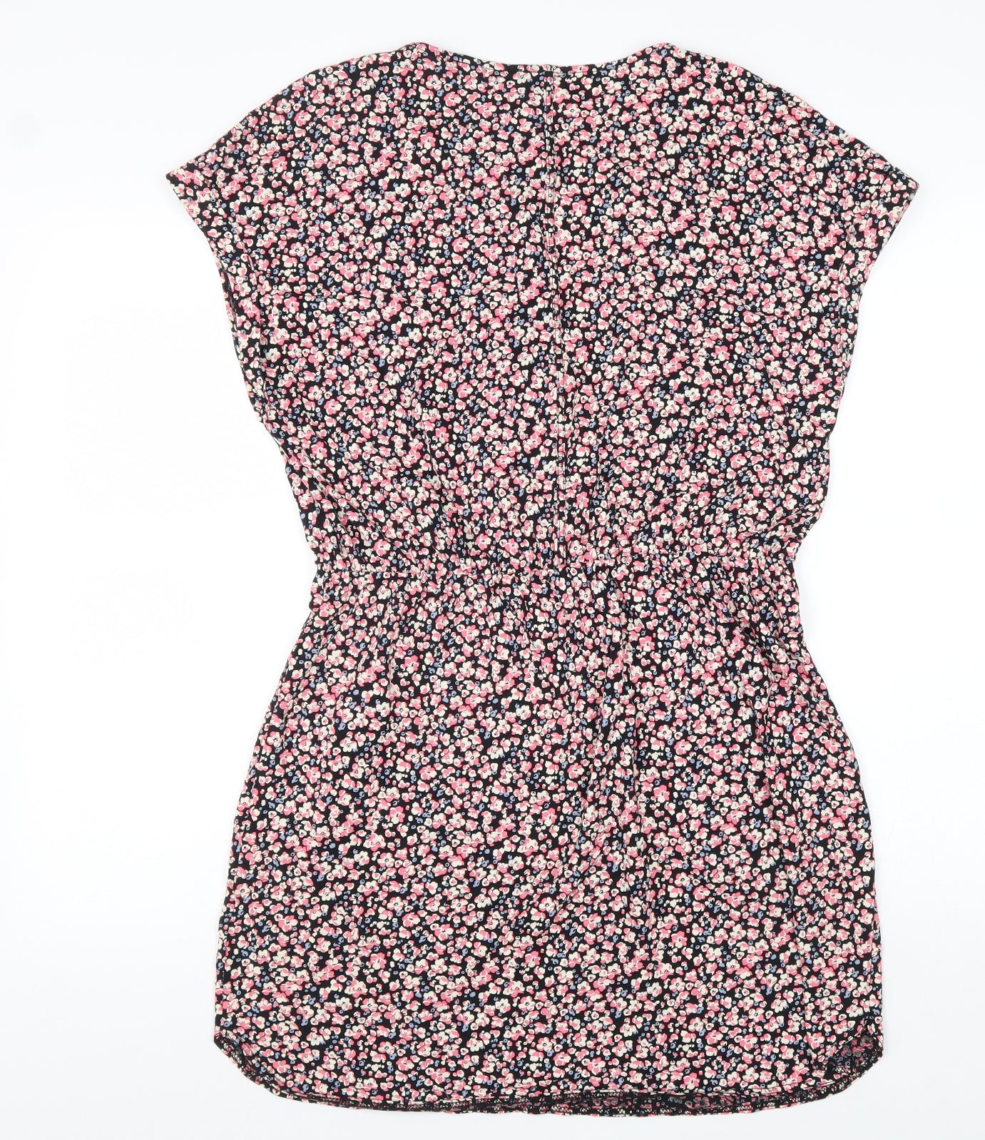 NEXT Womens Pink Floral 100% Cotton A-Line Size 14 V-Neck Pullover