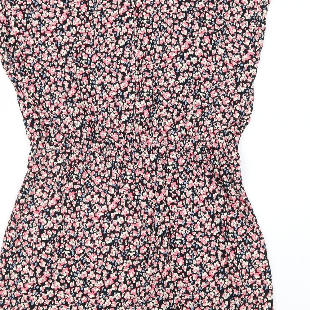 NEXT Womens Pink Floral 100% Cotton A-Line Size 14 V-Neck Pullover