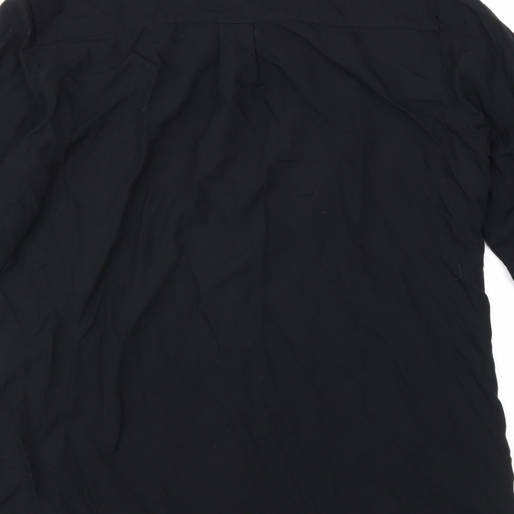 Uniqlo Womens Black Viscose Basic Button-Up Size L Round Neck