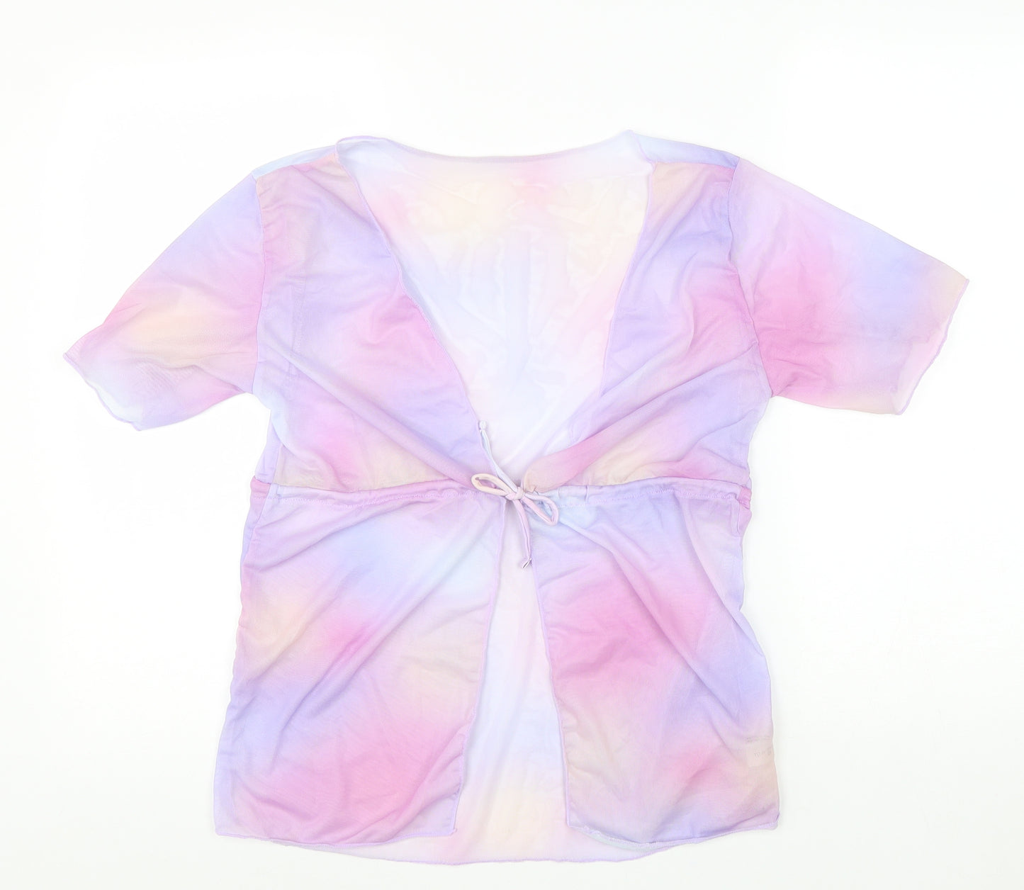 Preworn Girls Purple Polyester Kimono Blouse Size 11-12 Years V-Neck Tie - Tie Dye