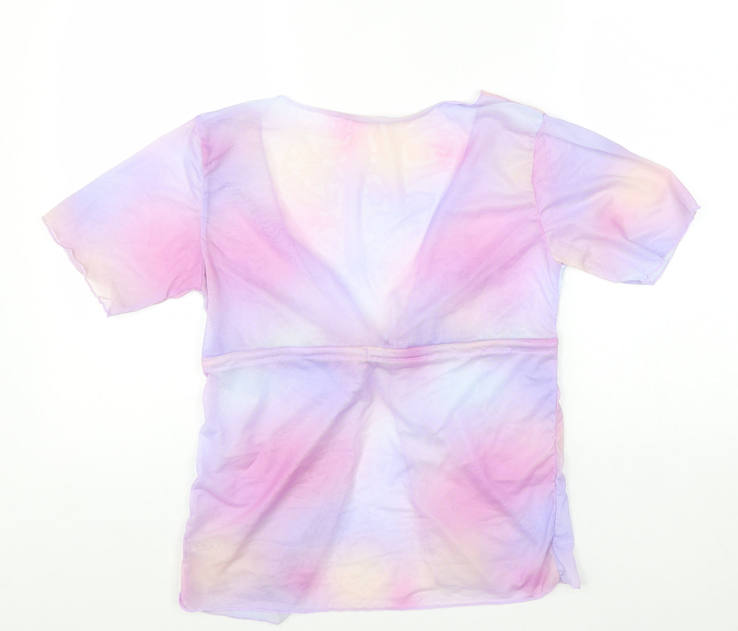 Preworn Girls Purple Polyester Kimono Blouse Size 11-12 Years V-Neck Tie - Tie Dye