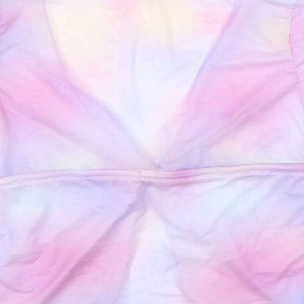 Preworn Girls Purple Polyester Kimono Blouse Size 11-12 Years V-Neck Tie - Tie Dye