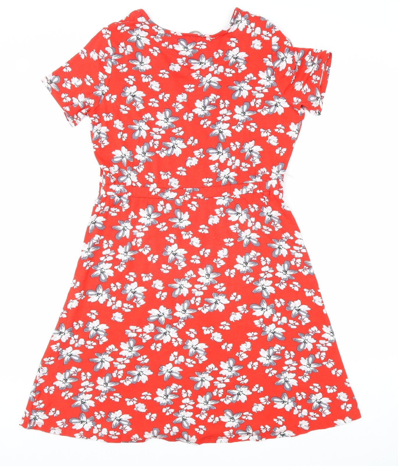 George Womens Red Floral Viscose Fit & Flare Size 14 V-Neck Pullover