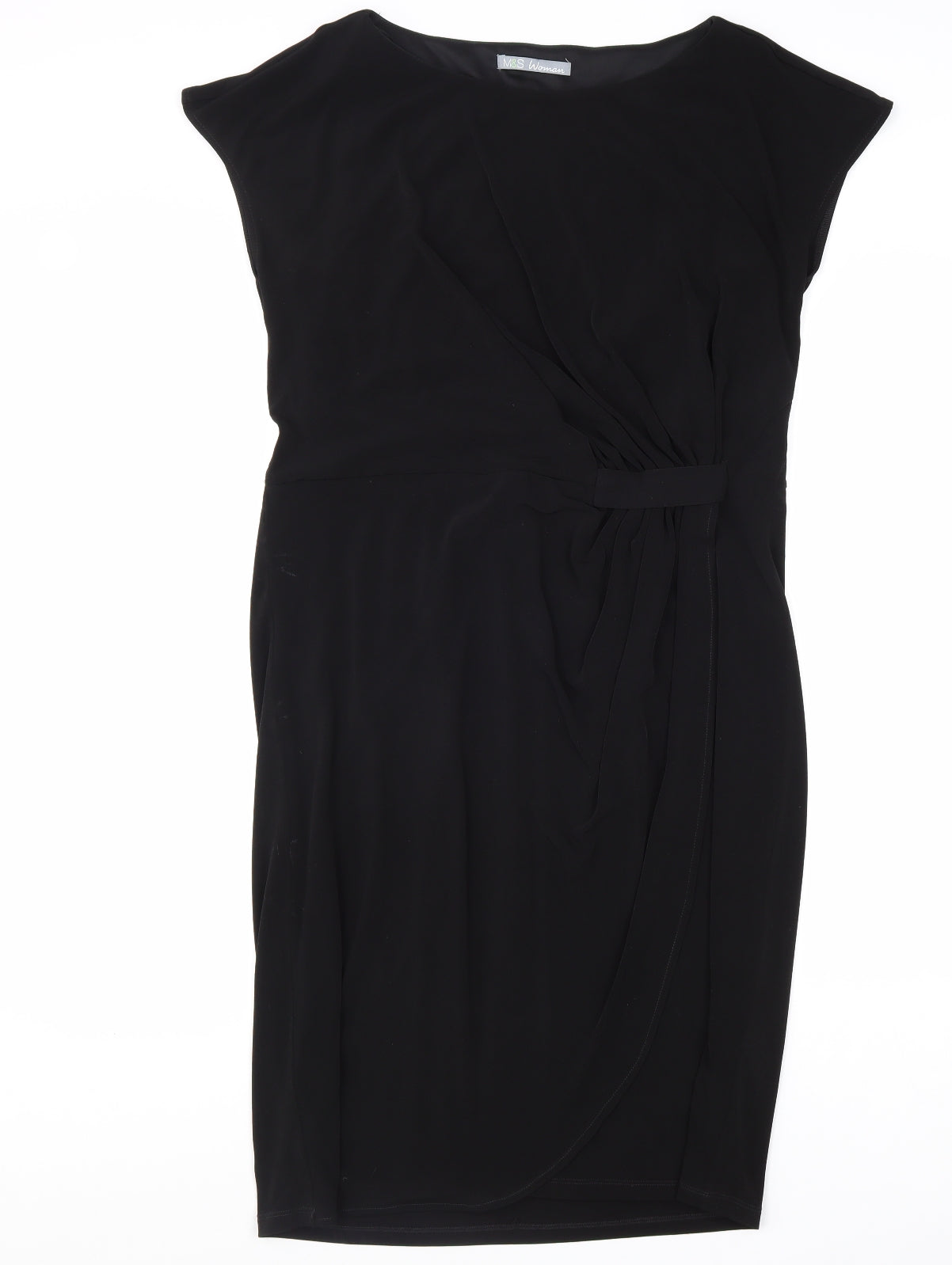 Marks and Spencer Womens Black Viscose A-Line Size 16 Boat Neck Pullover