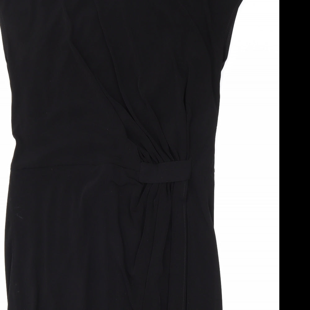 Marks and Spencer Womens Black Viscose A-Line Size 16 Boat Neck Pullover