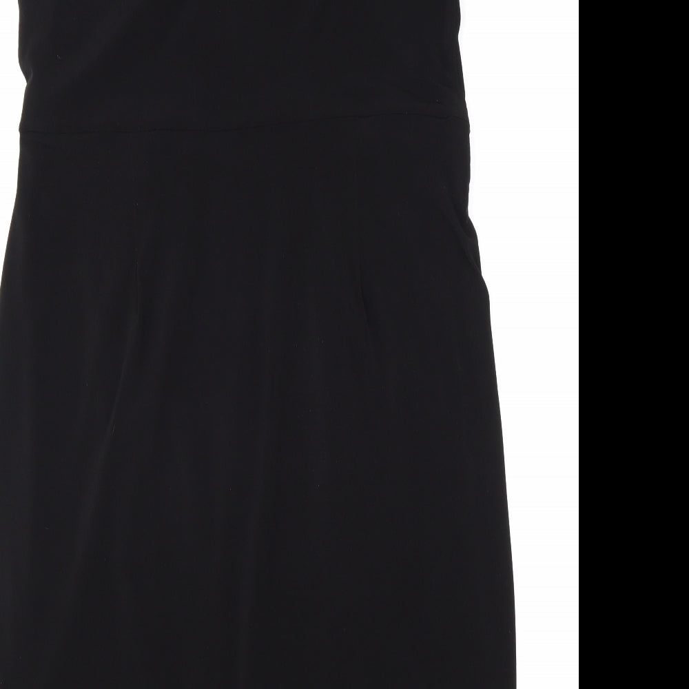 Marks and Spencer Womens Black Viscose A-Line Size 16 Boat Neck Pullover