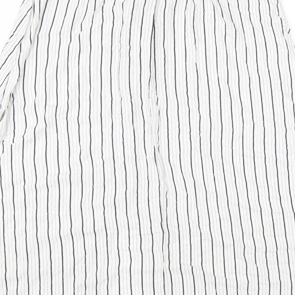 Primark Womens White Striped Viscose Maxi Skirt Size 14 Tie