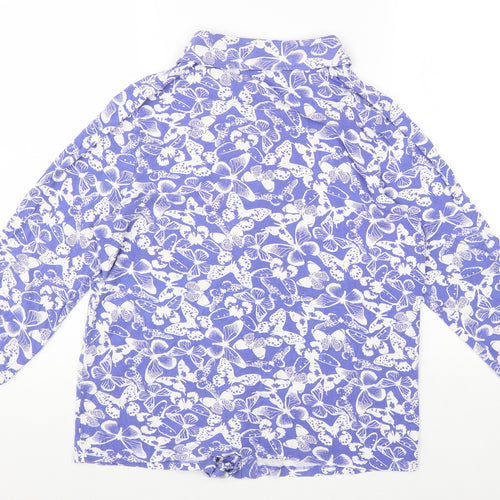 TU Womens Blue Geometric Viscose Basic Blouse Size 12 Collared - Butterfly Print