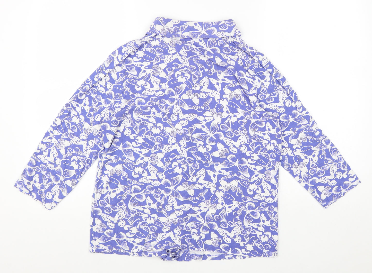 TU Womens Blue Geometric Viscose Basic Blouse Size 12 Collared - Butterfly Print