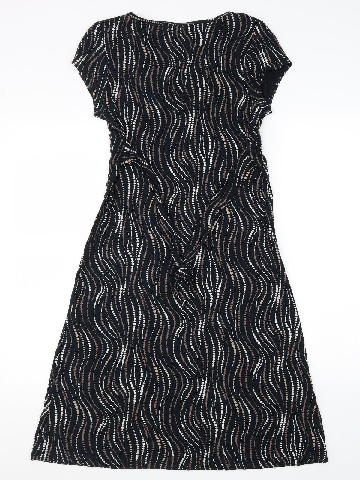 Marks and Spencer Womens Multicoloured Geometric Viscose Fit & Flare Size 12 V-Neck Tie
