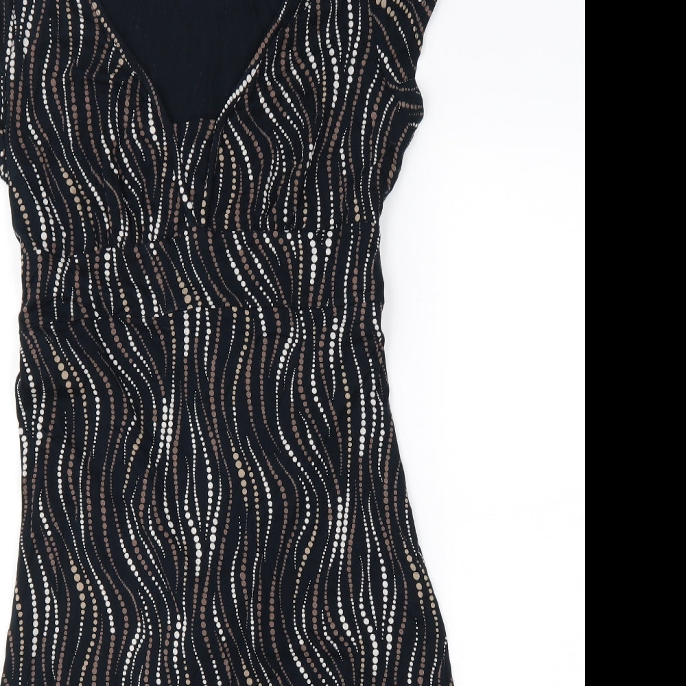 Marks and Spencer Womens Multicoloured Geometric Viscose Fit & Flare Size 12 V-Neck Tie