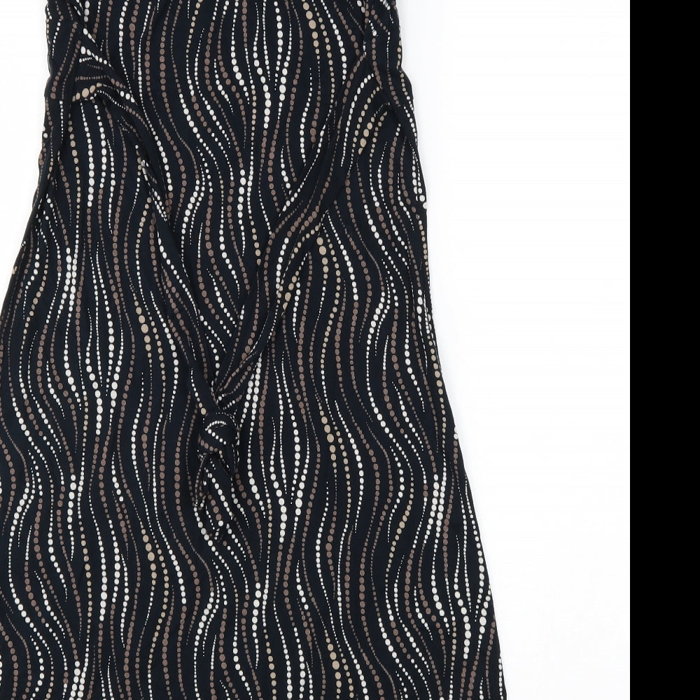 Marks and Spencer Womens Multicoloured Geometric Viscose Fit & Flare Size 12 V-Neck Tie