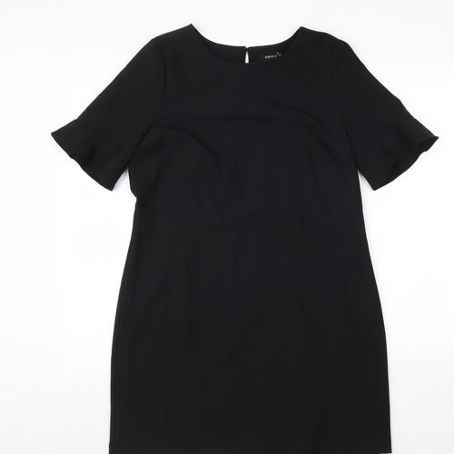 Papaya Womens Black Polyester A-Line Size 12 Round Neck Button