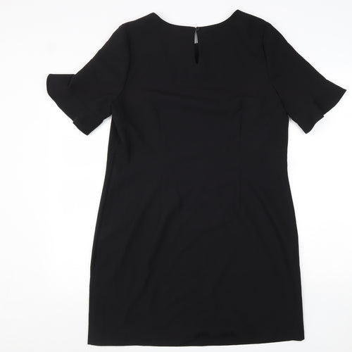 Papaya Womens Black Polyester A-Line Size 12 Round Neck Button