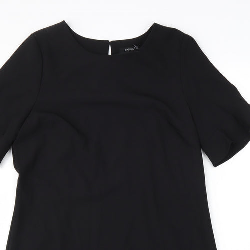 Papaya Womens Black Polyester A-Line Size 12 Round Neck Button