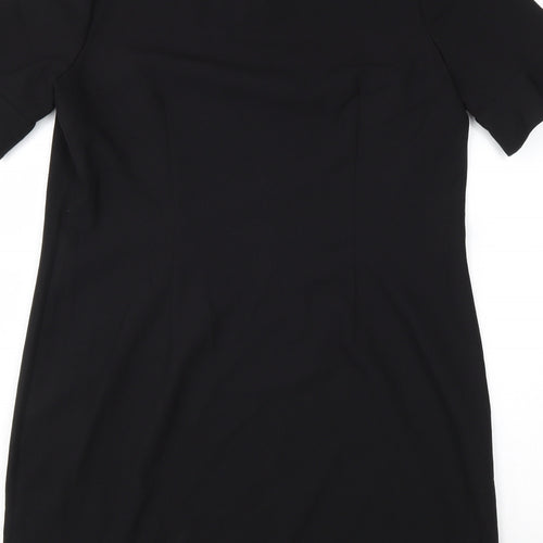 Papaya Womens Black Polyester A-Line Size 12 Round Neck Button