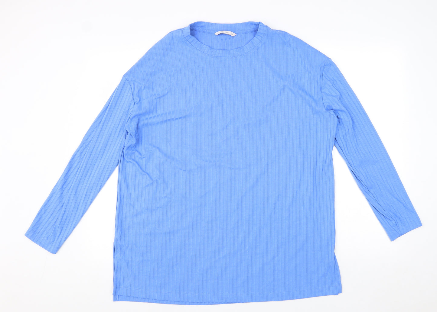 TU Womens Blue Viscose Basic T-Shirt Size 14 Round Neck