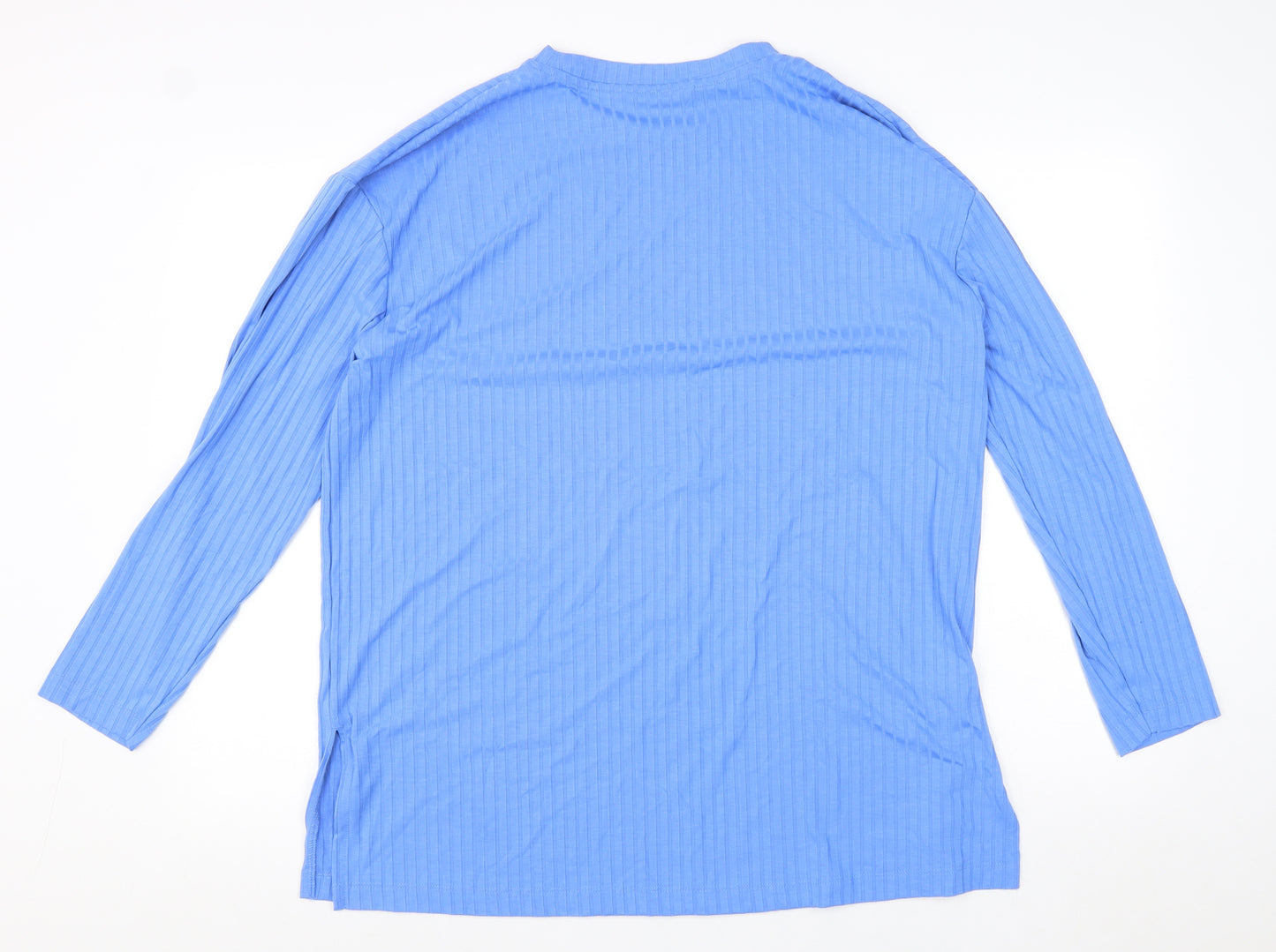TU Womens Blue Viscose Basic T-Shirt Size 14 Round Neck