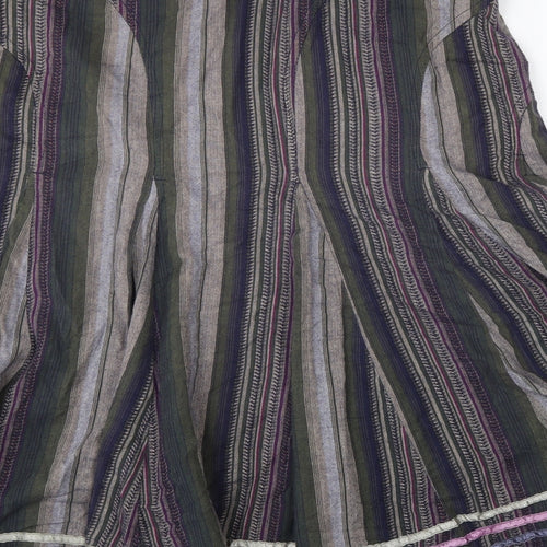 Per Una Womens Multicoloured Striped Viscose Flare Skirt Size 10 Zip