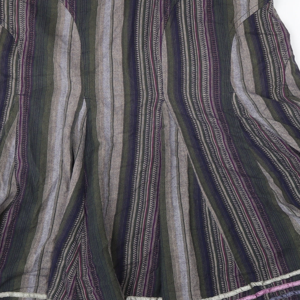 Per Una Womens Multicoloured Striped Viscose Flare Skirt Size 10 Zip