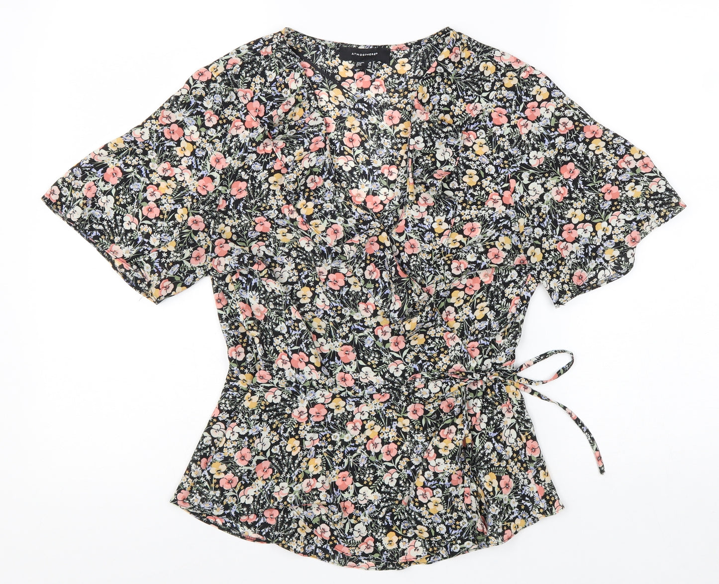 Atmosphere Womens Multicoloured Geometric Polyester Wrap Blouse Size 14 V-Neck