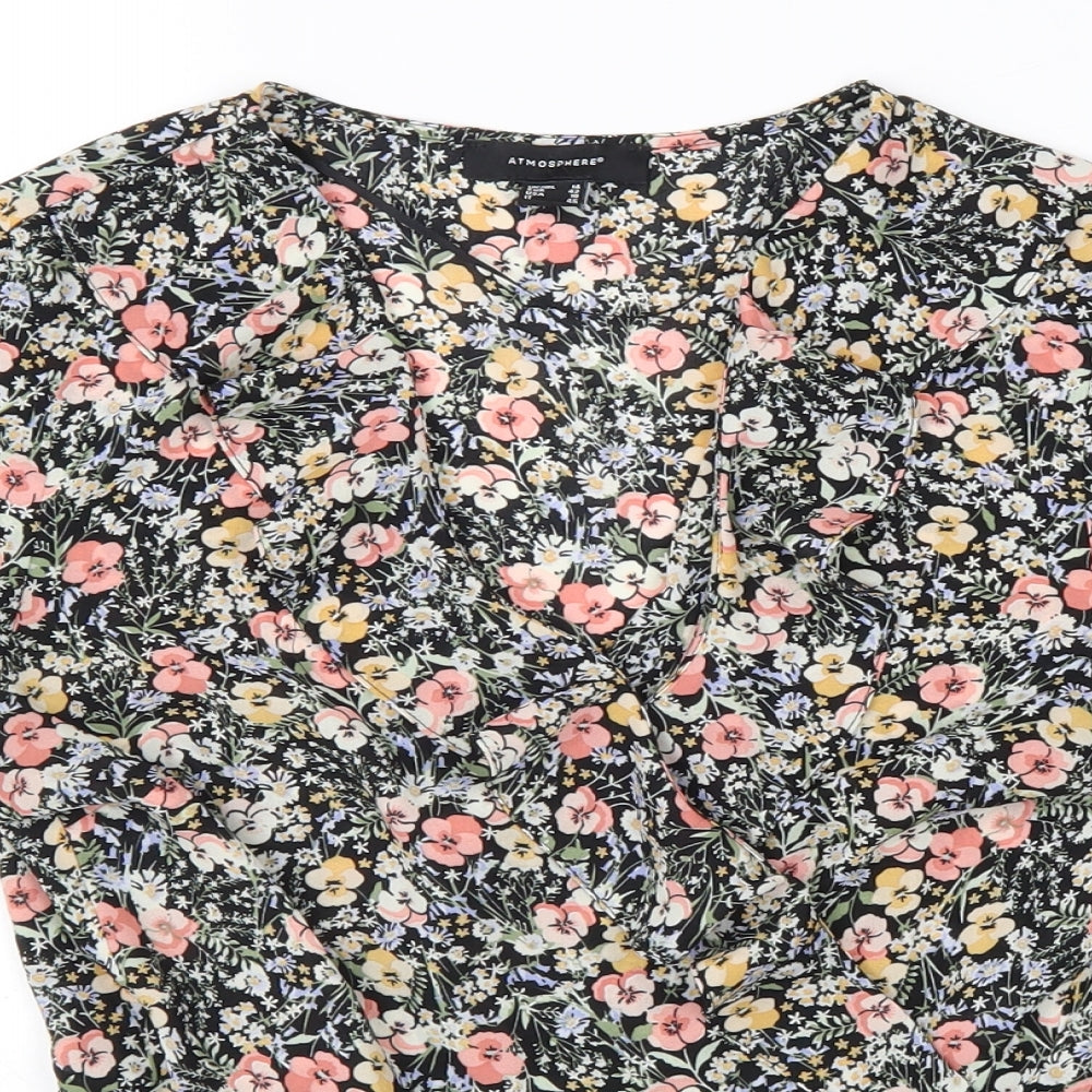 Atmosphere Womens Multicoloured Geometric Polyester Wrap Blouse Size 14 V-Neck
