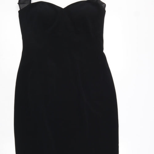 Simon Ellis Womens Black Polyester Bodycon Size 12 Halter Zip