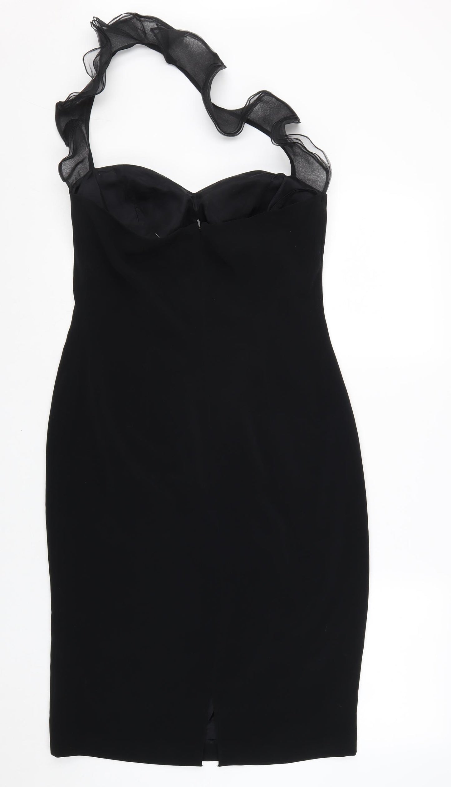 Simon Ellis Womens Black Polyester Bodycon Size 12 Halter Zip
