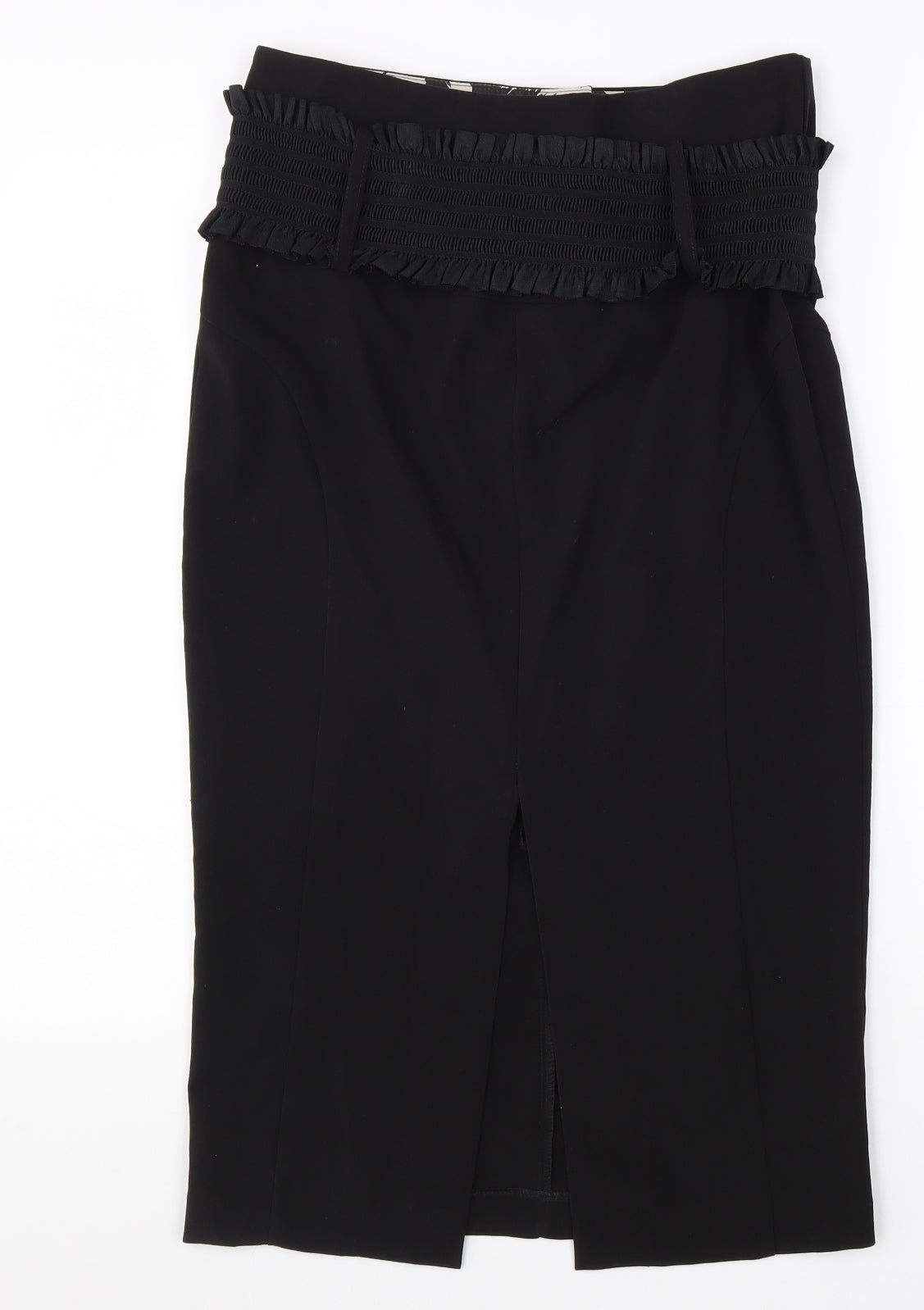 Preworn Womens Black Polyester Straight & Pencil Skirt Size 10 Zip - Belted