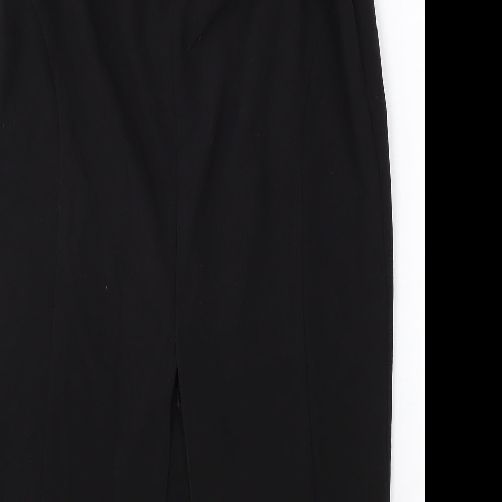 Preworn Womens Black Polyester Straight & Pencil Skirt Size 10 Zip - Belted