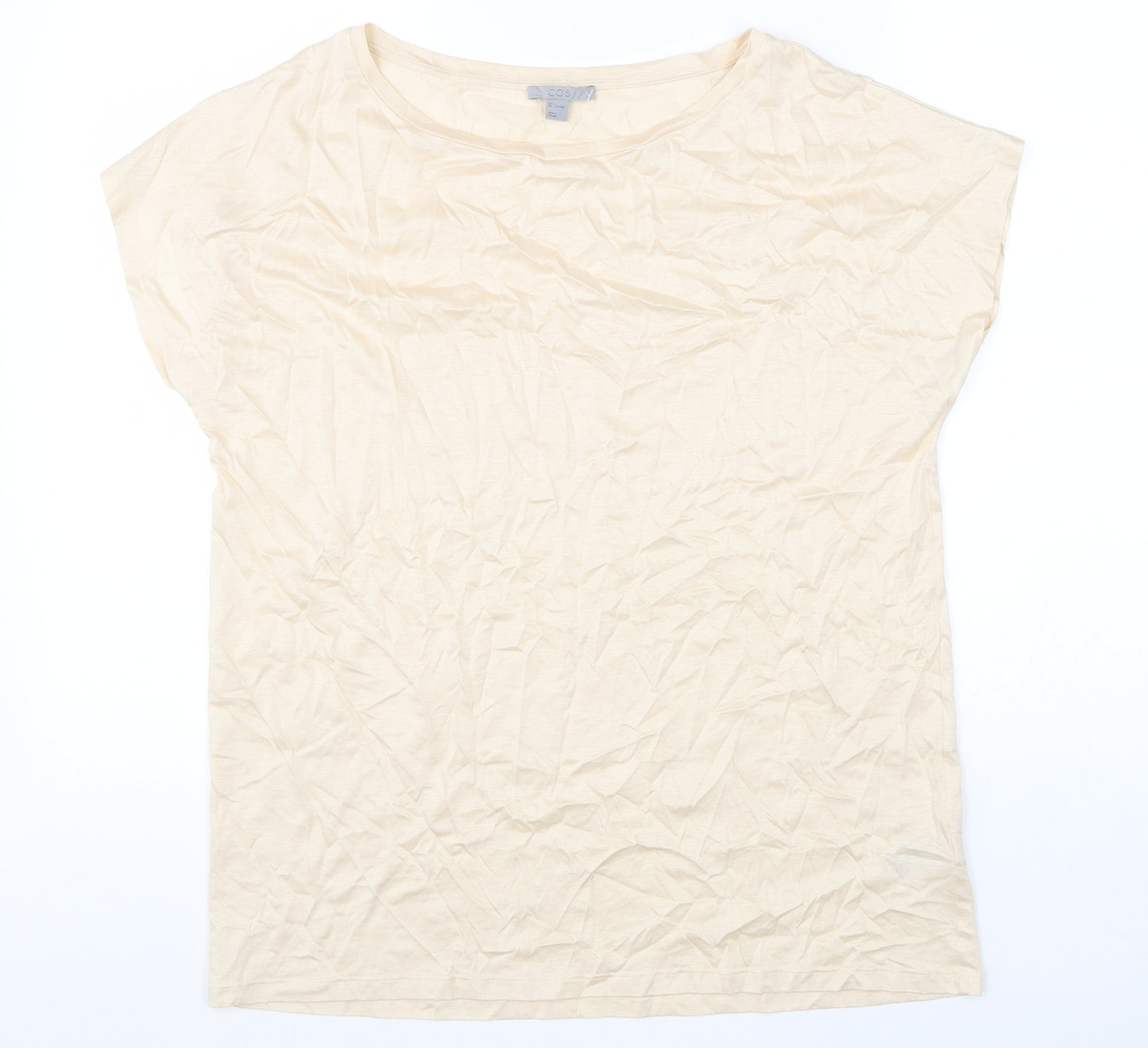 COS Womens Beige Lyocell Basic T-Shirt Size L Round Neck