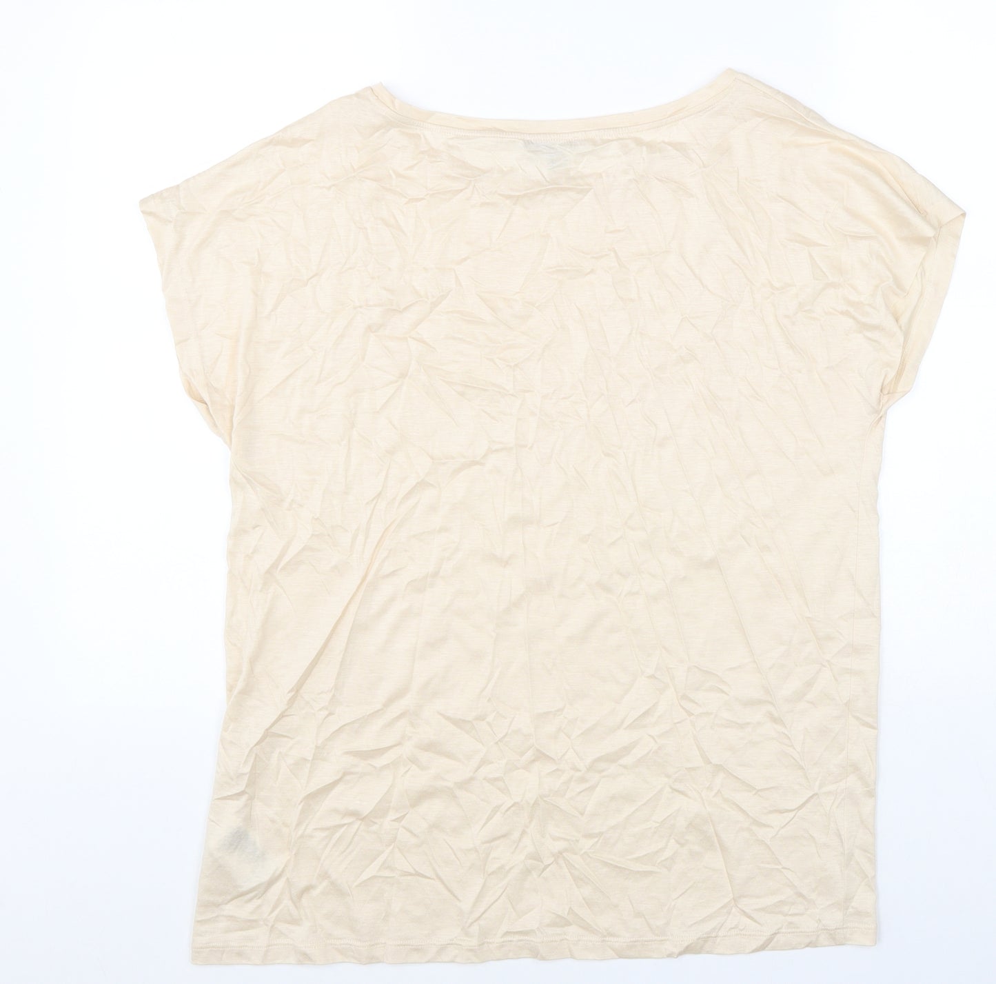 COS Womens Beige Lyocell Basic T-Shirt Size L Round Neck