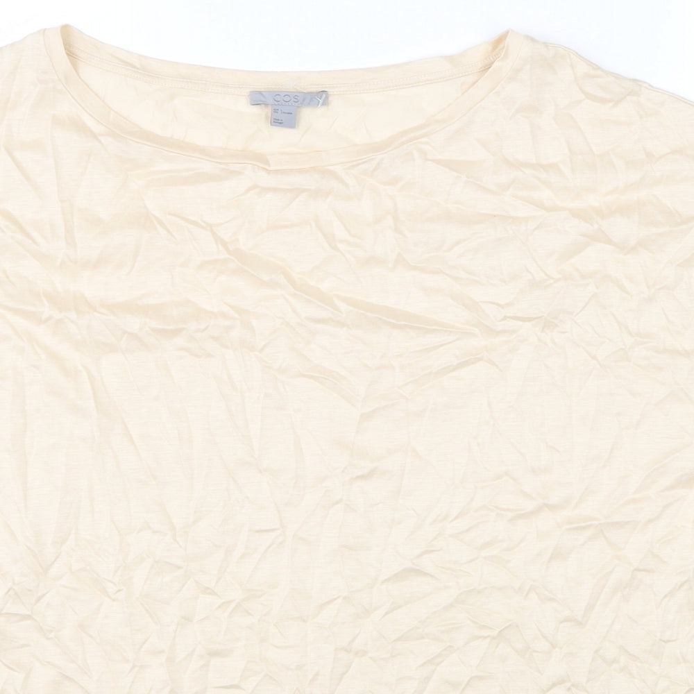 COS Womens Beige Lyocell Basic T-Shirt Size L Round Neck