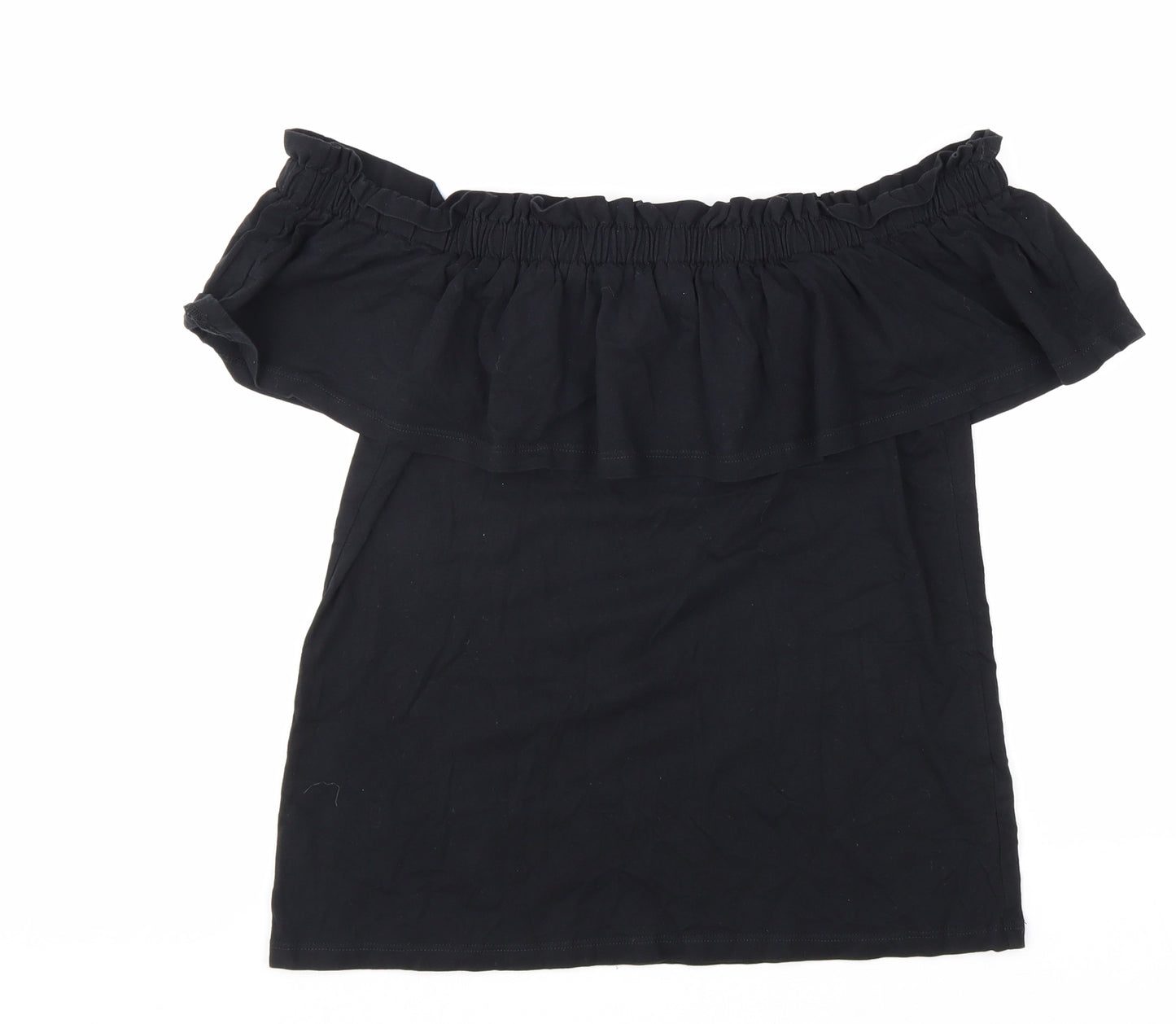 River Island Womens Black 100% Cotton Basic Tank Size 10 Off the Shoulder
