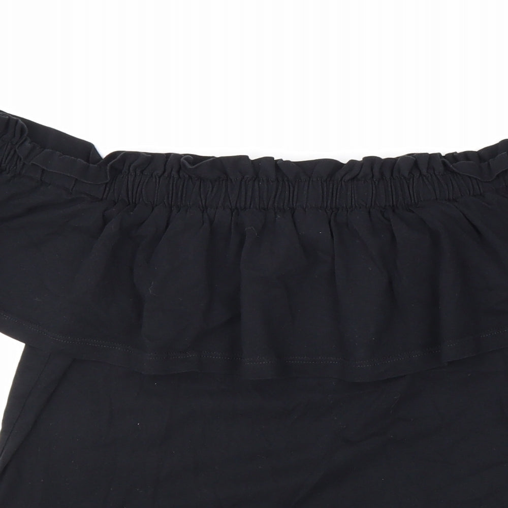 River Island Womens Black 100% Cotton Basic Tank Size 10 Off the Shoulder