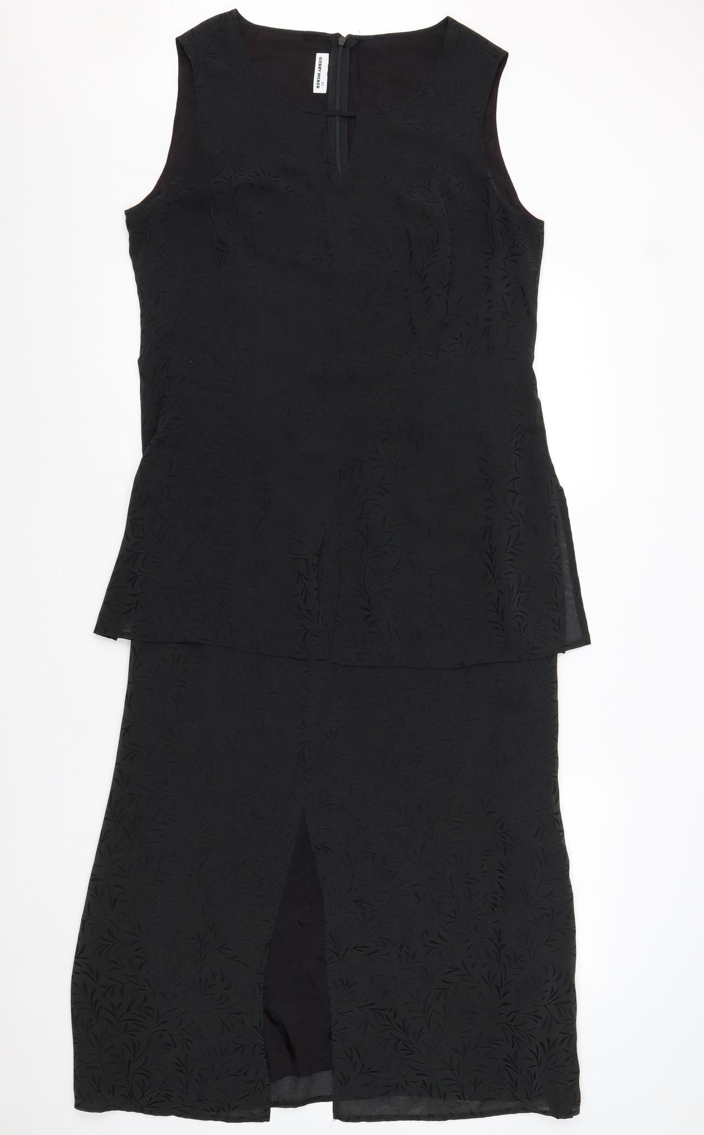 Gerry Weber Womens Black Polyester A-Line Size 14 V-Neck Zip