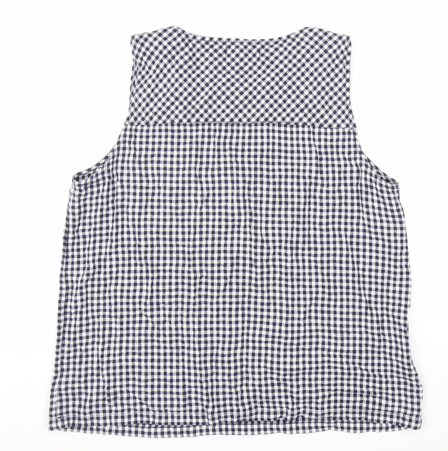 NEXT Womens Blue Geometric Linen Basic Tank Size 20 Round Neck