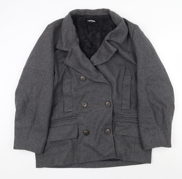 Topshop Womens Grey Jacket Size 14 Button