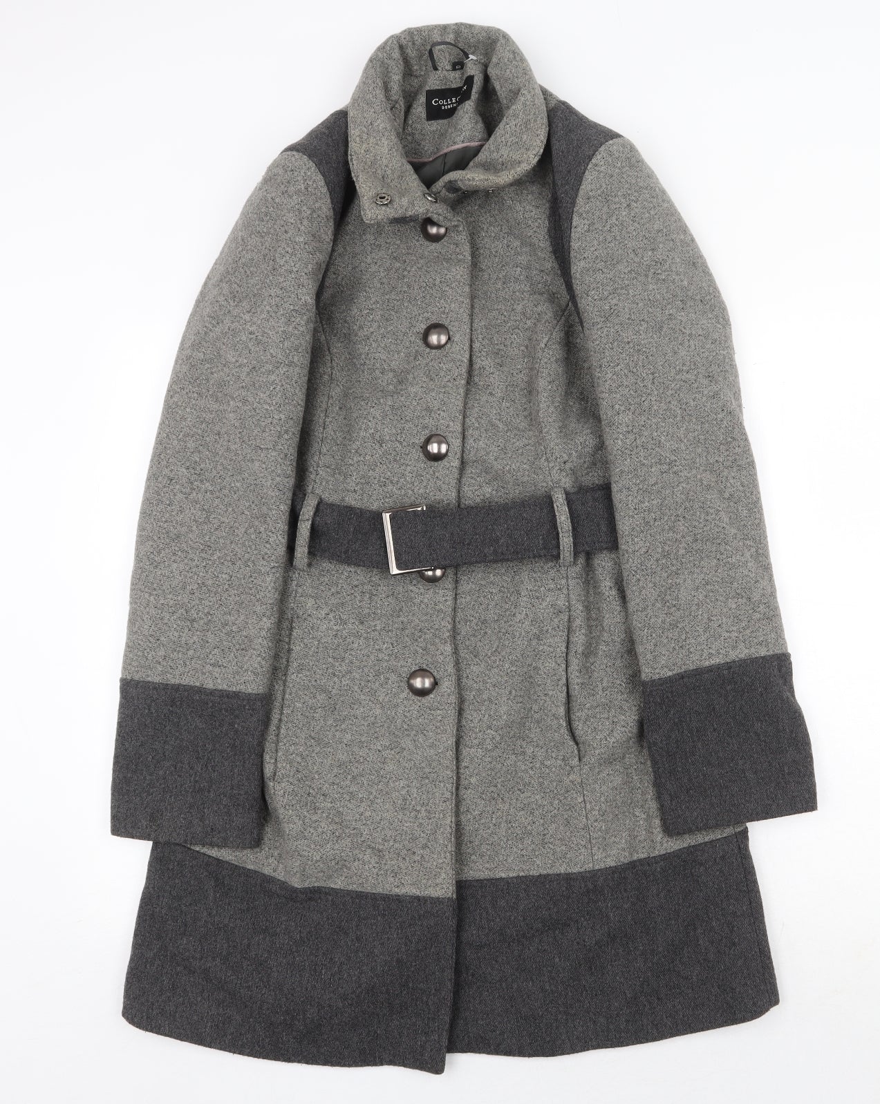 Debenhams Womens Grey Pea Coat Coat Size 10 Button