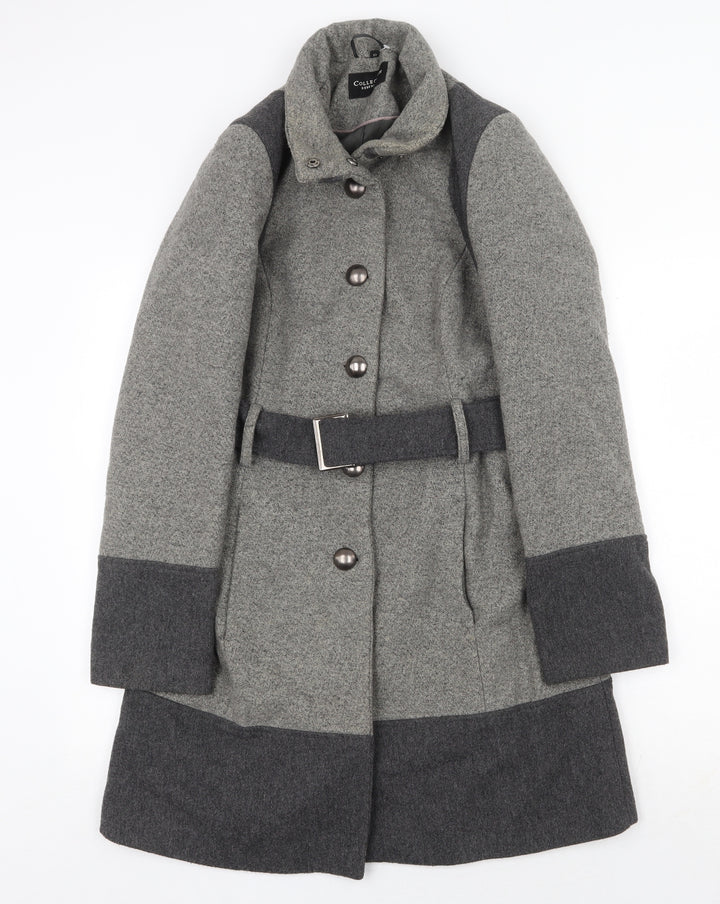 Debenhams Womens Grey Pea Coat Coat Size 10 Button