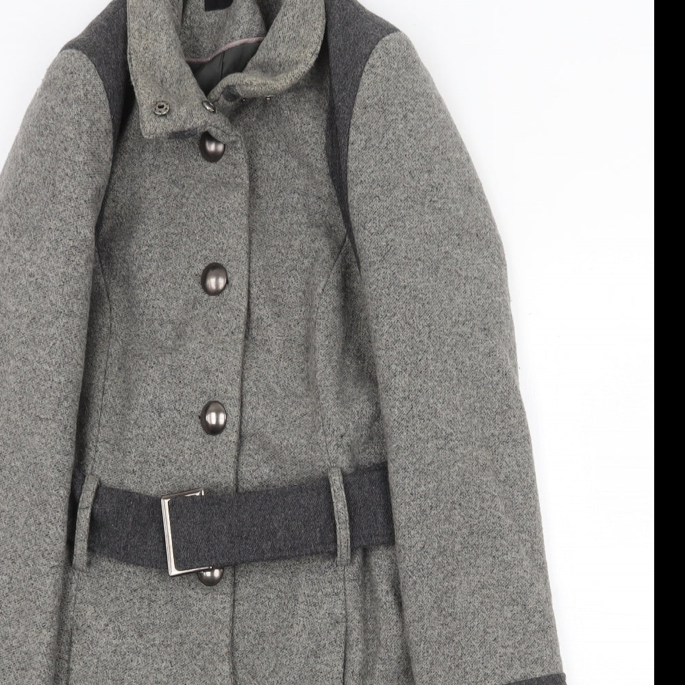 Debenhams Womens Grey Pea Coat Coat Size 10 Button