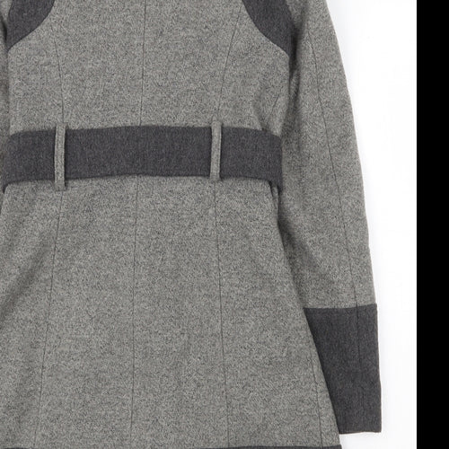 Debenhams Womens Grey Pea Coat Coat Size 10 Button