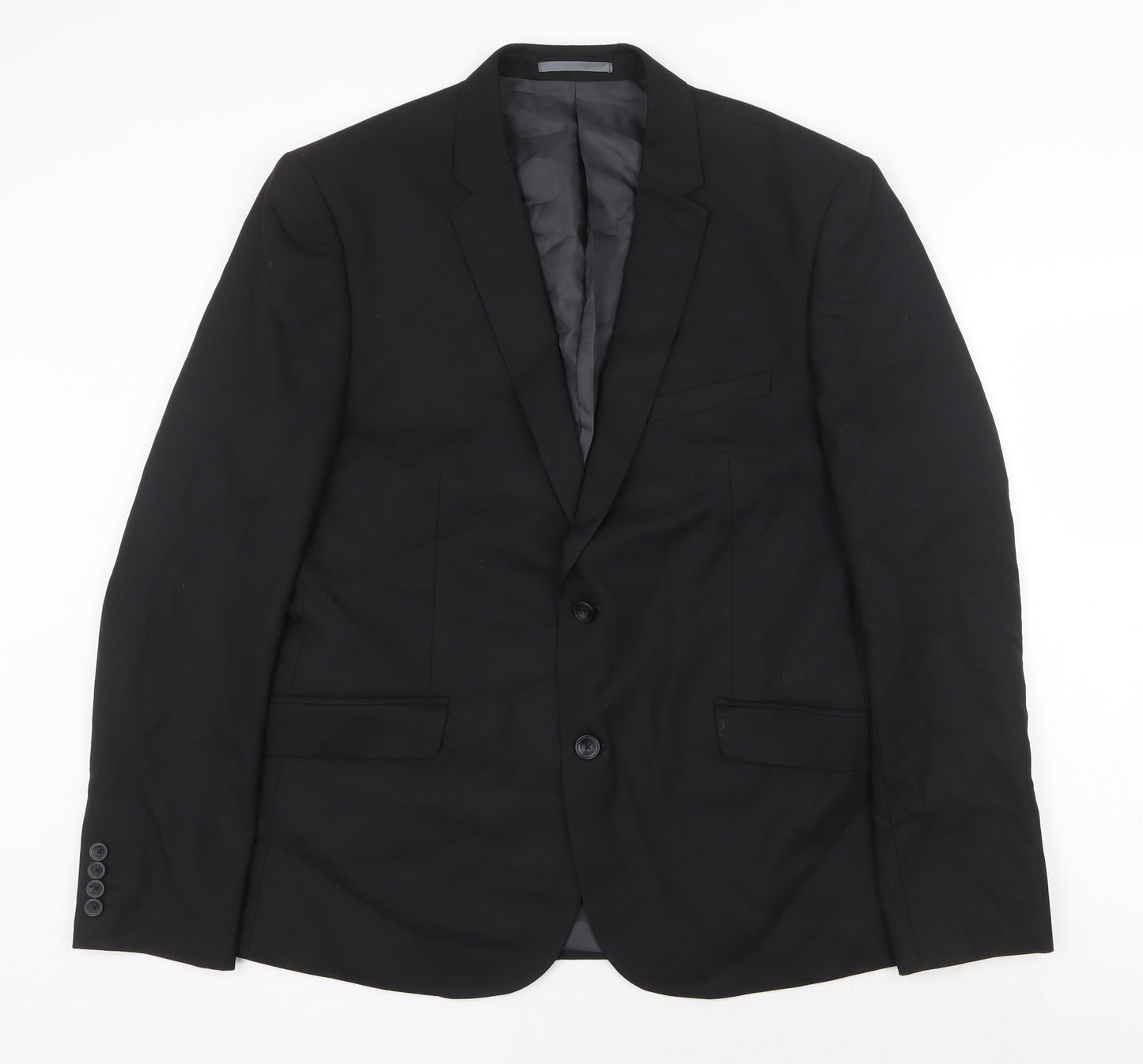 Marks and Spencer Mens Black Polyester Jacket Suit Jacket Size 44 Regular