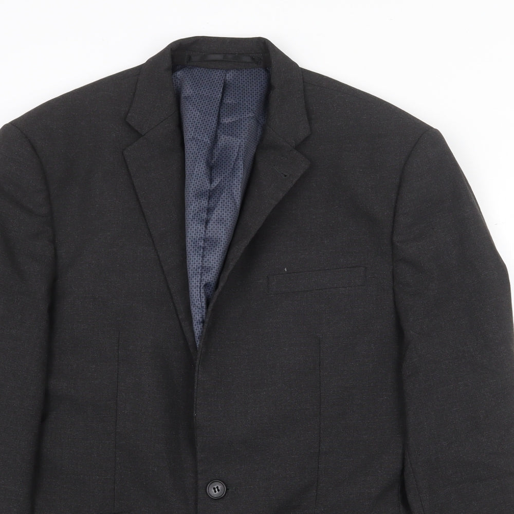 Brook Taverner Mens Grey Polyester Jacket Suit Jacket Size 36 Regular