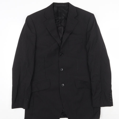 Marks and Spencer Mens Black Striped Wool Jacket Blazer Size 36 Regular