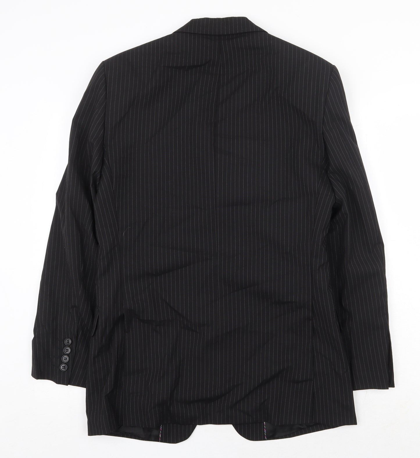Marks and Spencer Mens Black Striped Wool Jacket Blazer Size 36 Regular
