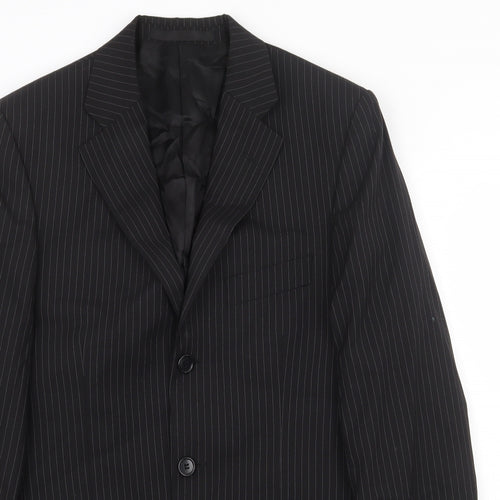 Marks and Spencer Mens Black Striped Wool Jacket Blazer Size 36 Regular