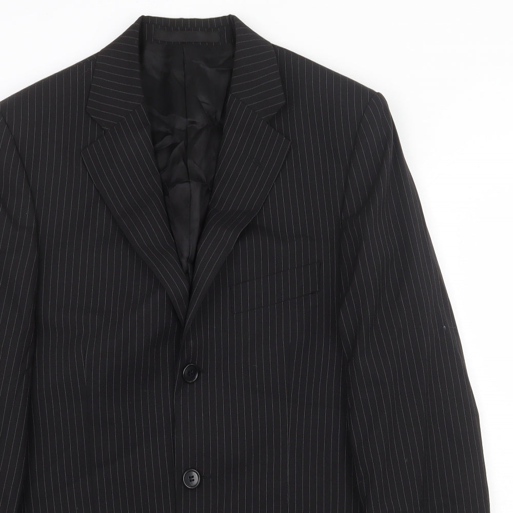 Marks and Spencer Mens Black Striped Wool Jacket Blazer Size 36 Regular
